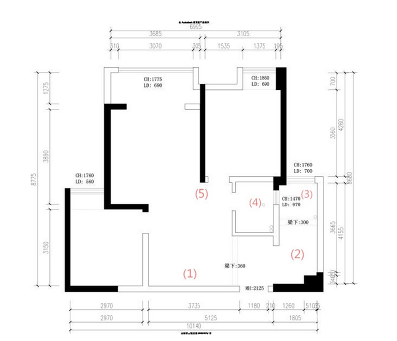 建業(yè)華陽峰渡89平方戶型分析及裝修效果圖案例