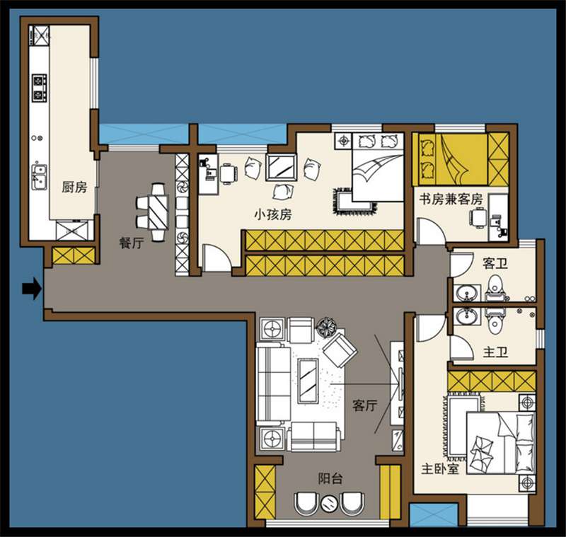建業(yè)華陽峰渡151平方戶型分析及裝修效果圖案例