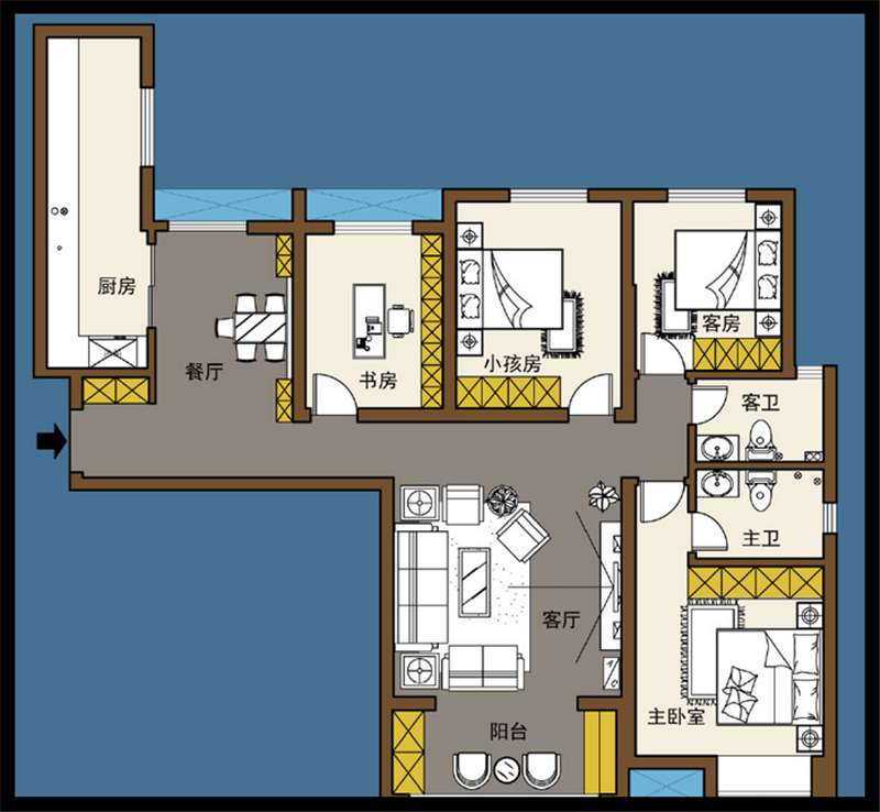 建業(yè)華陽峰渡151平方戶型分析及裝修效果圖案例