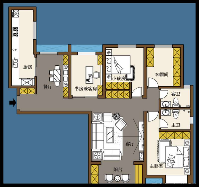 建業(yè)華陽峰渡151平方戶型分析及裝修效果圖案例